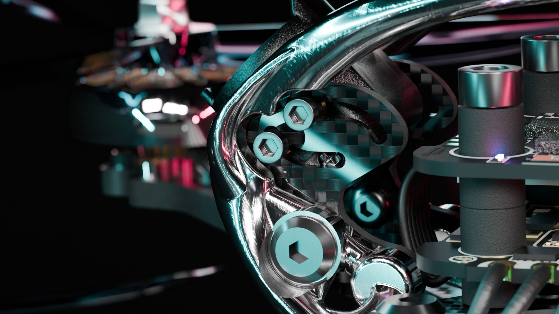 Adjustable and decoupled camera mounting for the right adjustment and less vibrations.